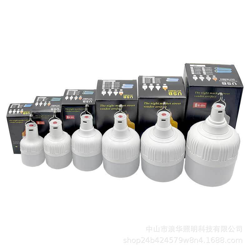 Bombilla recargable LED luz de campamento al aire libre USB tipo C súper brillante luz de bola de iluminación de emergencia de corte de energía del hogar