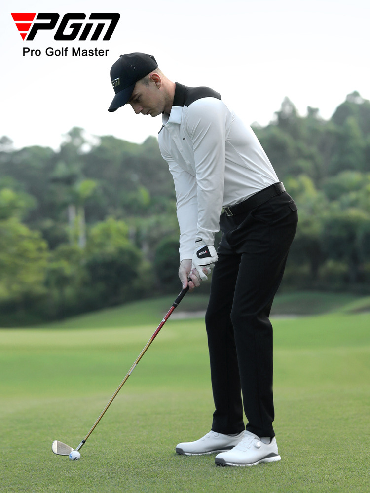 Áo polo golf nam dài tay phối màu cổ bẻ — KUZ166-Quần Đen, YF651-Áo màu trắng, YF651-Áo màu đen, KUZ166-Quần kaki