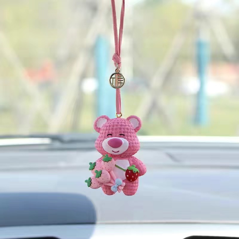 Creative cartoon car pendant cute bear Car Rearview mirror pendant safe car pendant decoration supplies for women