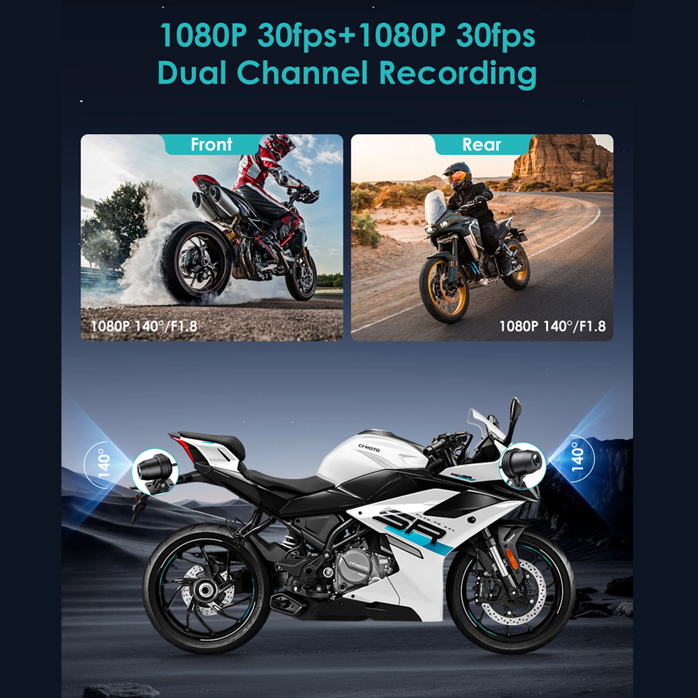 Cross-Border Best-Selling Motorcycle Dashcam with Wifi, Waterproof, Anti-Shake, 1080P Video Recording, Specifically for Motorcycle Travel
