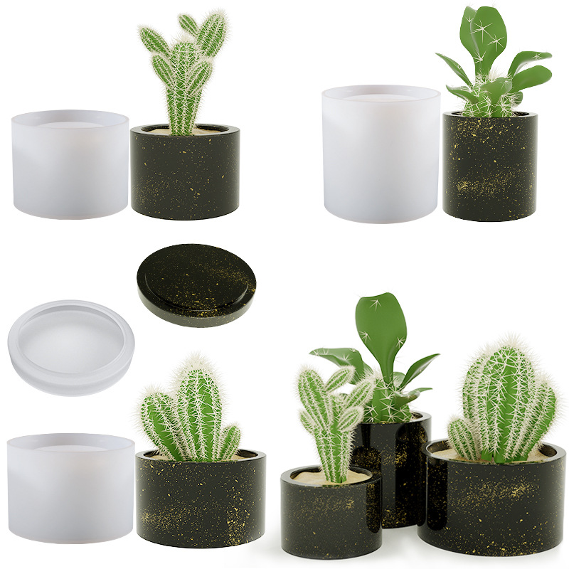 Yu Meiren Crystal epoxi DIY resina aromaterapia caja de almacenamiento yeso molde silicona grande maceta taza herramienta abrasiva