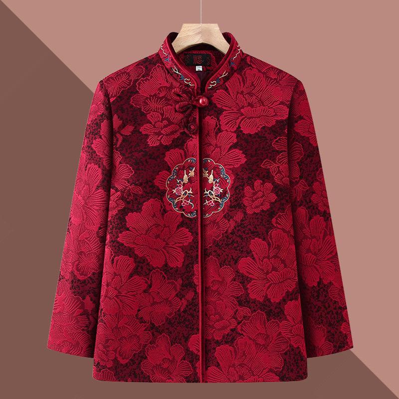 喜妈妈婚庆礼服中老年人婚宴装女结婚奶奶衣服婆婆春秋冬唐装外套