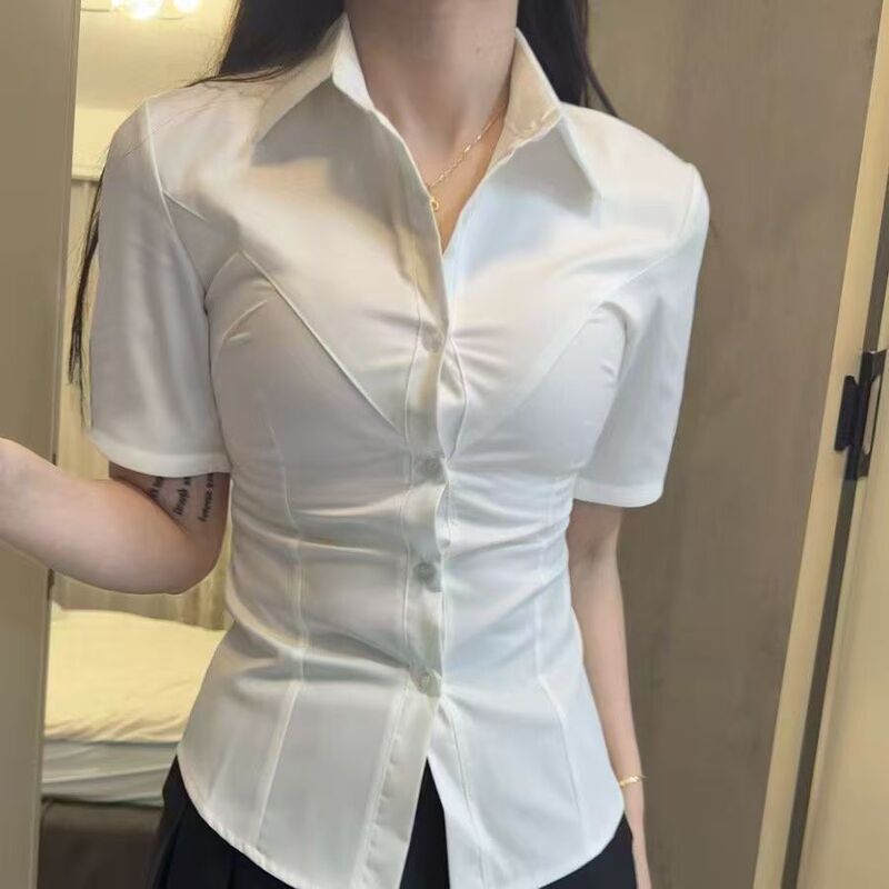 显瘦绑带款V胸收腰绑带衬衫女纯欲小众设计jk制服厂家跨境批发|undefined