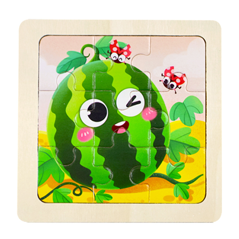 Fábrica directa de niños pequeños 9 piezas de dibujos animados de madera plano rompecabezas puzzle puzzle juguetes de educación temprana para bebés image 48