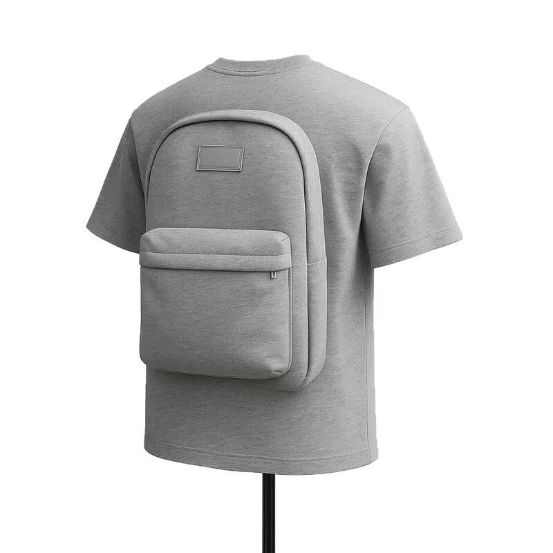 Cross-Border New Design Backpack Short-Sleeve Trendy Pure Cotton Loose T-Shirt Heavyweight 150kg Plus Size with Backpack