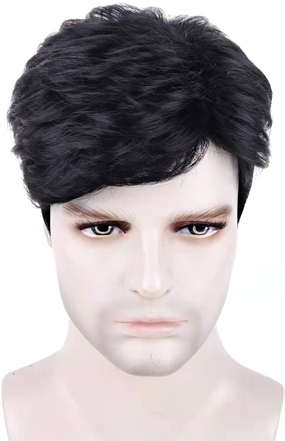 side fringe Bangs Types Street Occasion Men'S Gender Simple Style Style Men's Simple Style Street High Temperature Wire Side Fringe Short Straight Hair Wigs