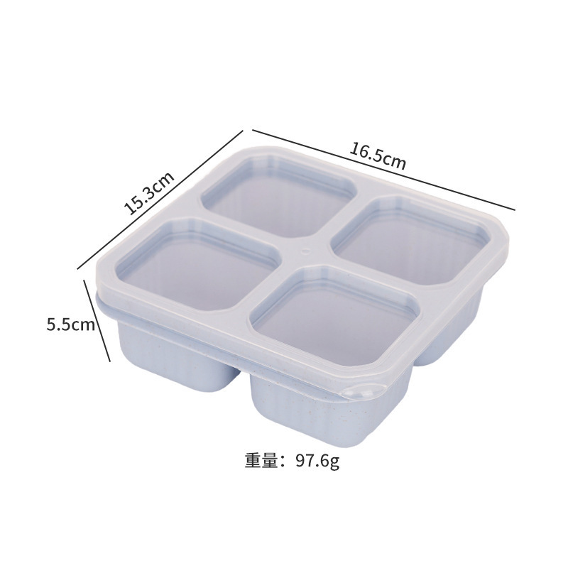 跨境热卖小麦秸秆四格饭盒学生上班族便当盒便携高颜值分格午餐盒|undefined