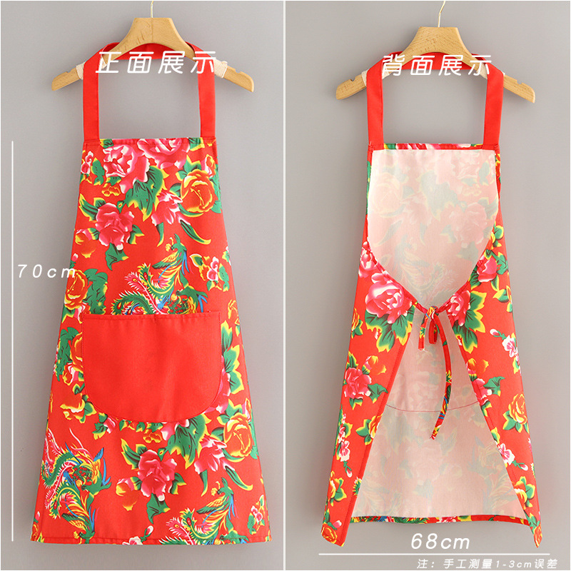 Delantal de estilo étnico de lona de moda, cocina casera, transpirable y antiincrustante, cocina, cintura resistente a la suciedad, ropa de trabajo de granja femenina