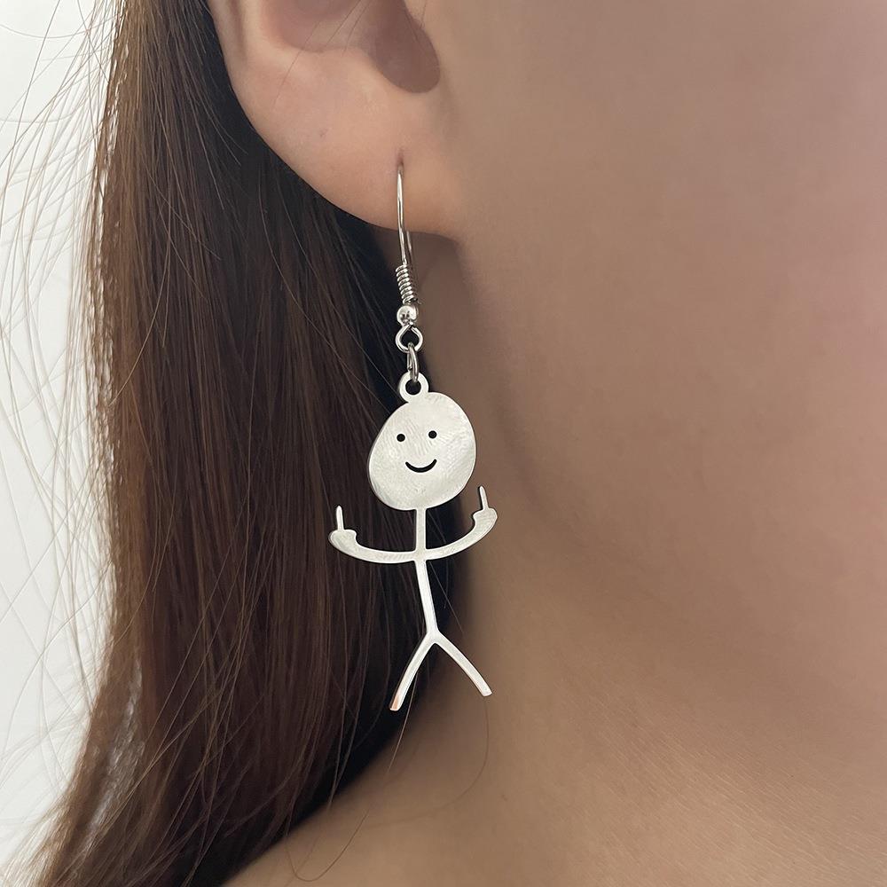 Funny Doodle's interesting graffiti stainless steel earrings in the…
