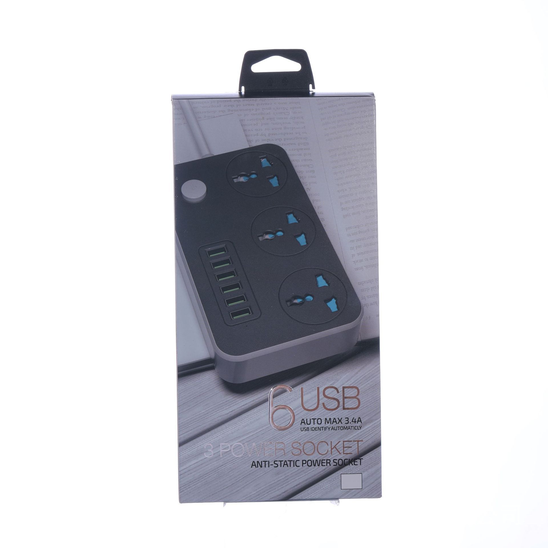 K05 # USB Black and White Belt Safety Door Board Seis enchufes de filas USB enchufes de filas de comercio electrónico transfronterizo enchufes de filas de cajas de comercio exterior