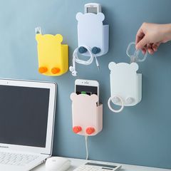 Bear-shaped wall-mounted pencil holder, hole-free, high-value appearance, pencil bucket, cartoon stationery for primary school students, multi-functional pen rack for desk storage