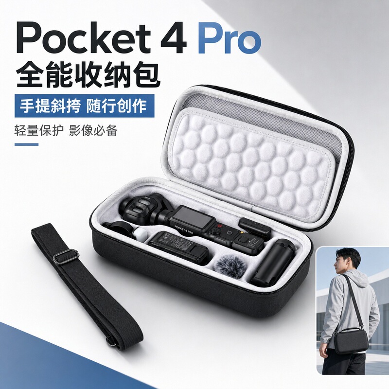 Suitable for DJI OSMO Pocket4Pro storage bag all-in-one set portable shock-absorbing EVA hard shell protective case Suitable for DJI OSMO Pocket4Pro storage bag all-in-one set portable shock-absorbing EVA hard shell protective case