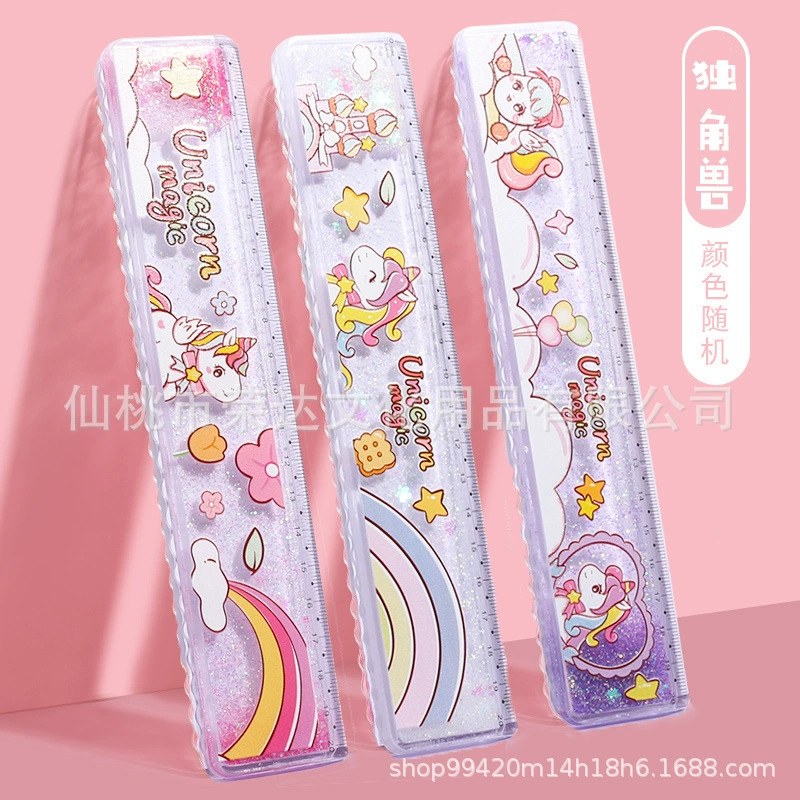 Cute pony, ruler, plastic thermometer for elementary school students, 20cm