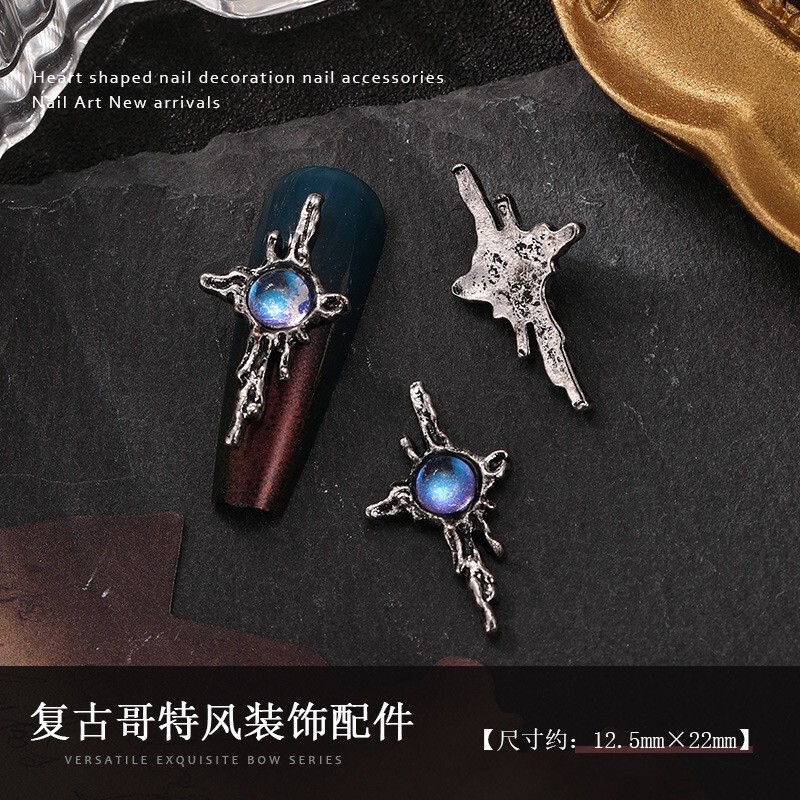 跨境新款蜘蛛美甲饰品镶钻太阳十字架爆闪四芒星星星指甲钻人鱼珠|undefined