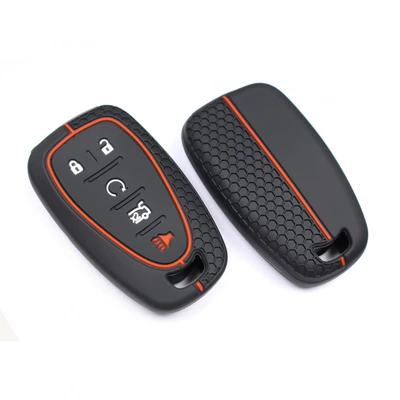 Suitable for Chevrolet New Cruze Malibu XL Cruze Explorer Smart 5-Key Silicone Car Key Bag Cover (Static Rod/Key Bag) - black-red-line