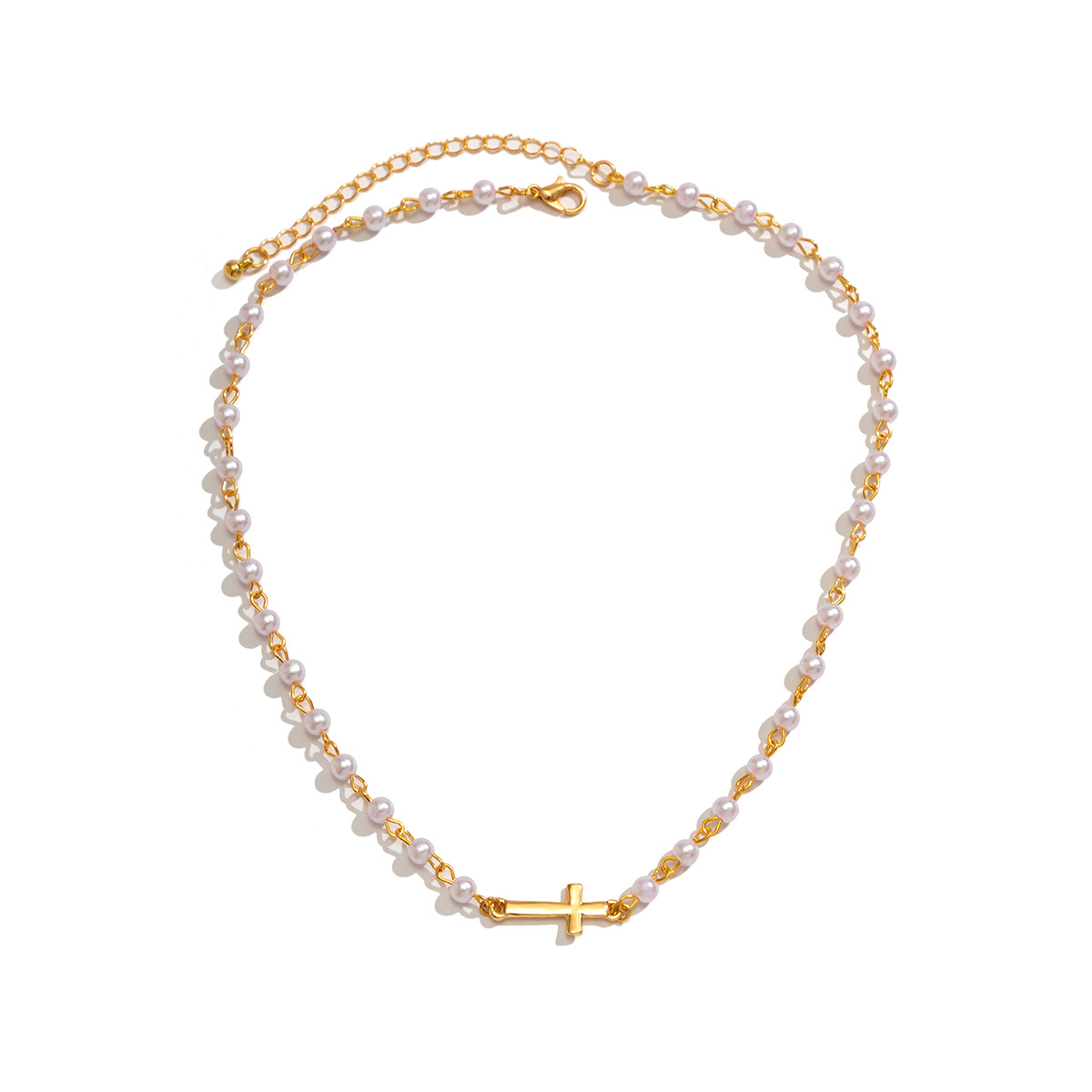Schmuck Bohemian Blau Dämon Auge Mit Französisch Minimalistischen Kreuz Halskette_voghion.com