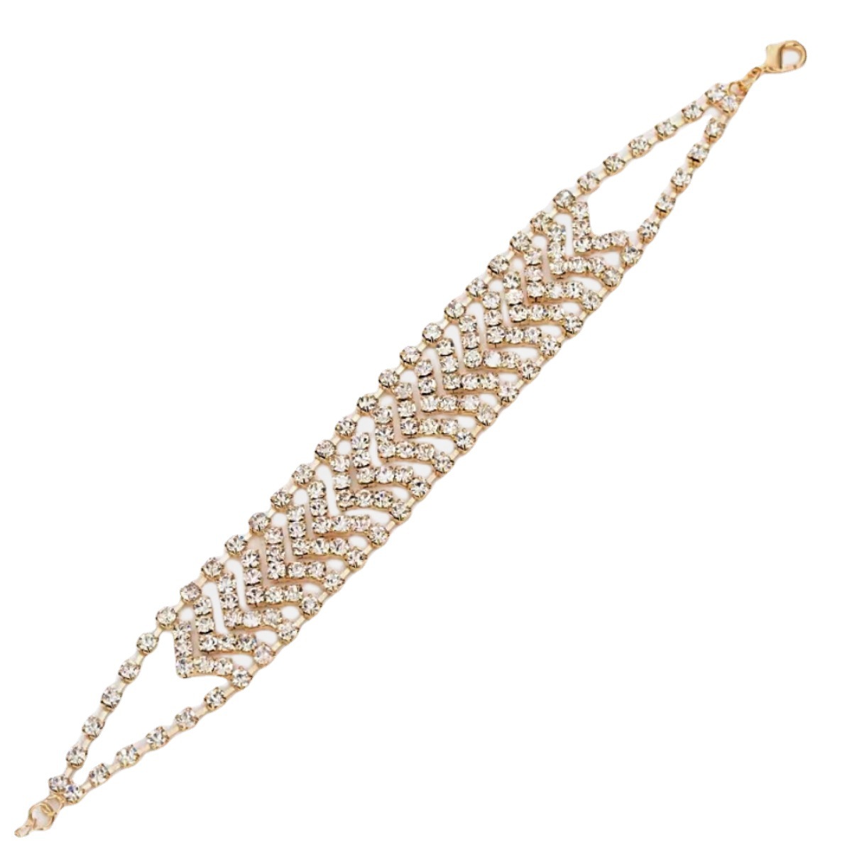 Pulsera de diamantes de múltiples hileras de moda europea y americana de alta gama elegante pulsera de diamantes de imitación de lujo simple pulsera fábrica al por mayor