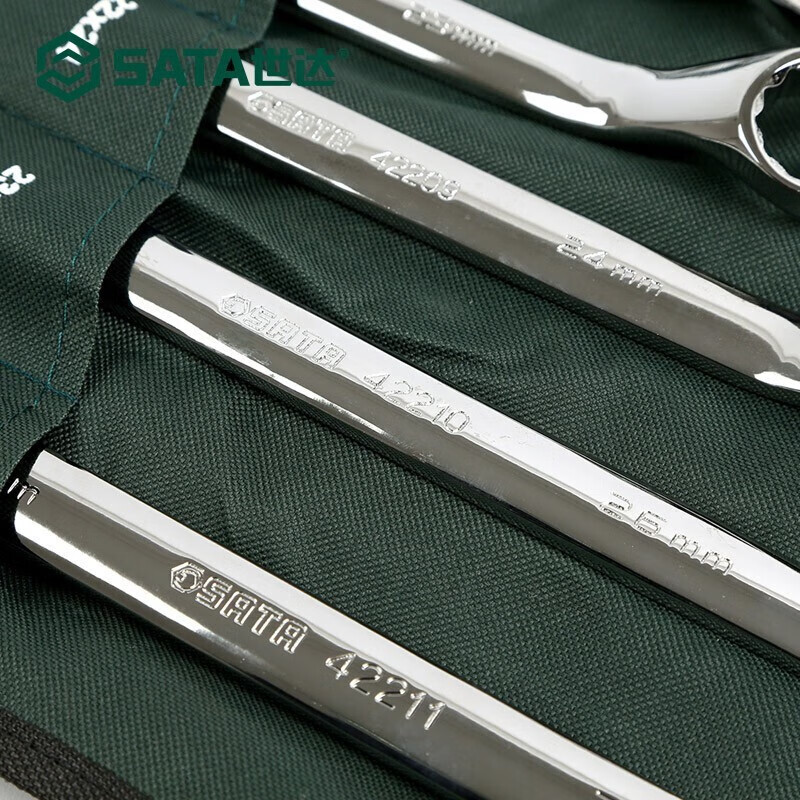 SATA 09028 11 piezas completamente pulido conjunto de llave de ciruela doble