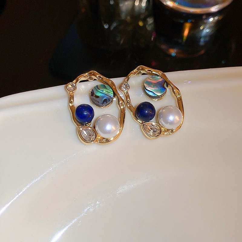 Monet Garden Pintura al óleo Pendientes de perlas de flores de viento Pendientes de lujo ligero de alta calidad Pendientes frescos dulces franceses mujeres