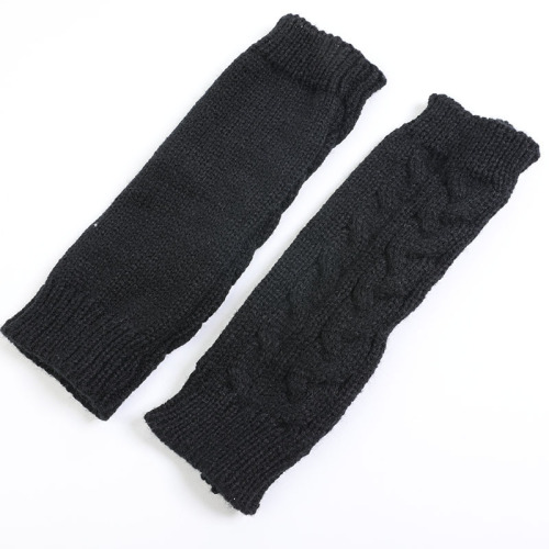 暗黑色山本半指手套女ins潮范原宿风男麻花手套护腕毛线针织露指
