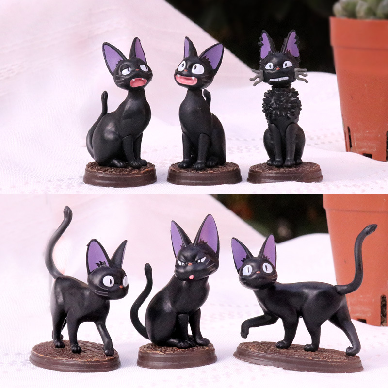 日本卡通动漫周边黑猫手办玩偶小猫咪模型公仔桌面蛋糕装饰品摆件