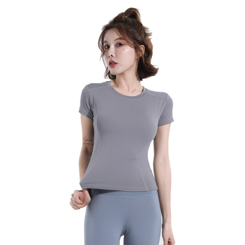 Spring and Autumn thin sports tight short-sleeved women's yoga suit women's Southeast Asian cross-border running fitness inner T-shirt