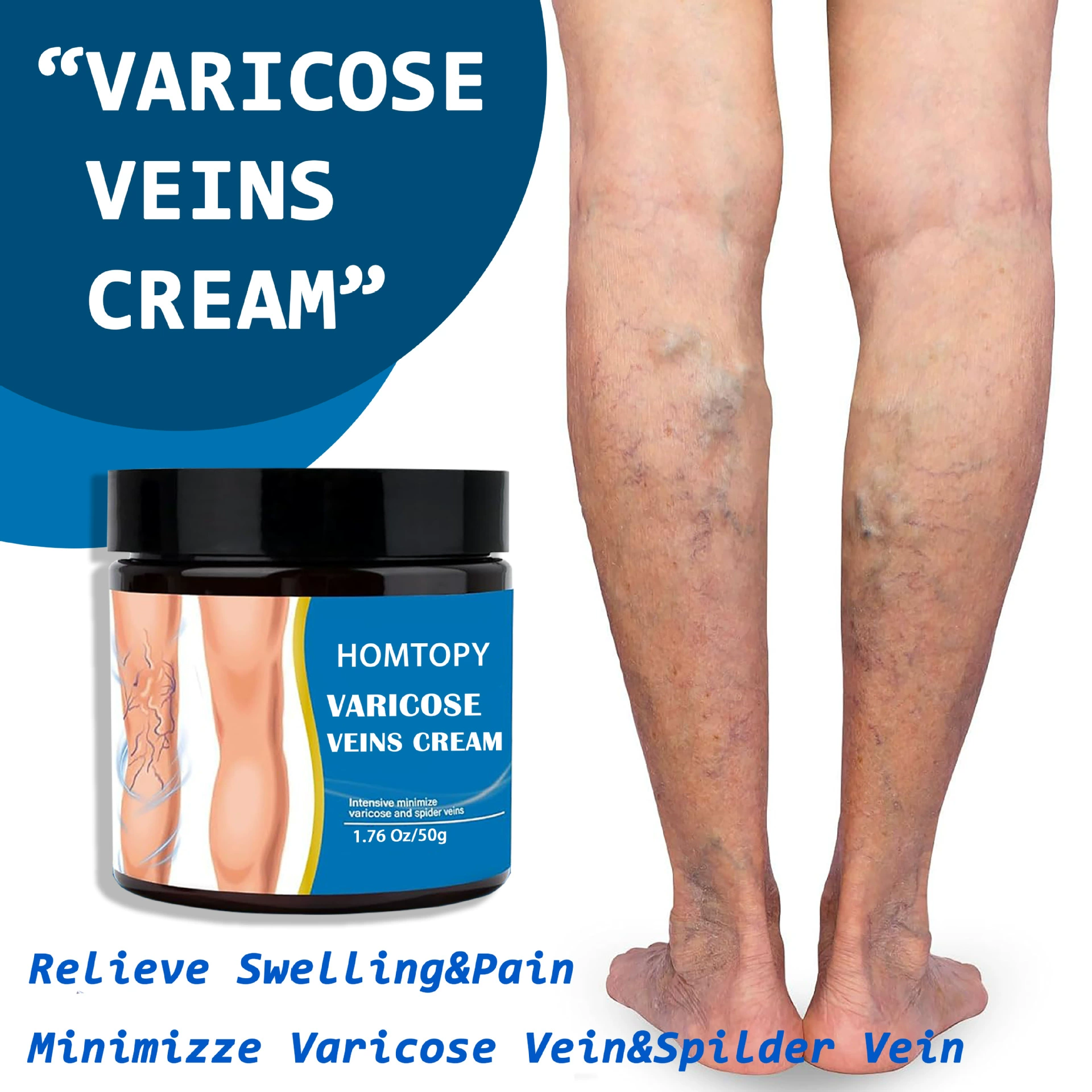 Новый трансграничный продукт HOMTOPY крем для ухода за ногами, крем для облегчения вен, крем для массажа кожи икроножных мышц, крем для внешнего ухода