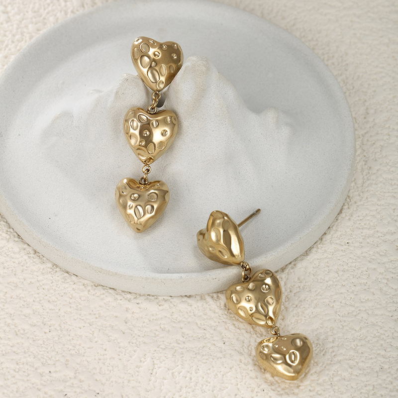 Pendientes de acero inoxidable xuping alta sensación de verano, moda europea y estadounidense, pendientes largas, pliegues, Orejeras de amor
