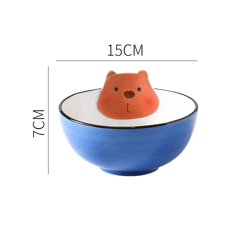 小荘園シリーズのかわいいアニメ陶磁器の碗の高い顔の値の泡の碗の家庭用の子供の食器の朝食の杯の釉薬の下で彩ります。|undefined