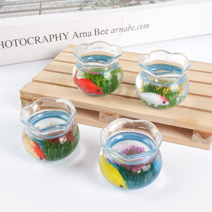 Mini Artificial Water Plant Koi Fish Tank Model Keychain Pendant Miniature Fish Tank Microscopic Scene Decorative Ornaments