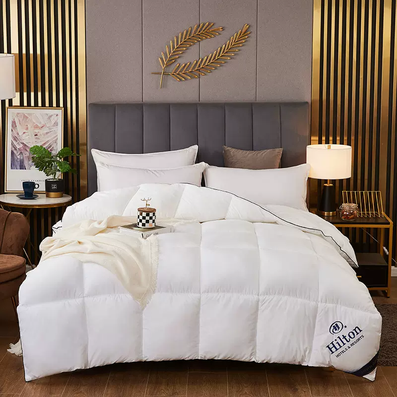 希尔顿羽丝绒被子大豆被纤维被保险汽车婚礼金店庆活动礼品被厂家