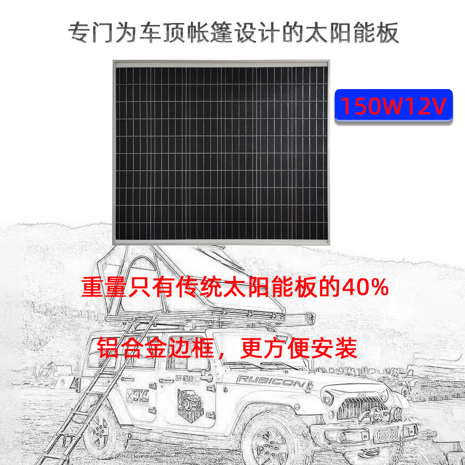 Inventario marco de aluminio, panel solar ligero, techo de 160W, carpa, sistema de balcón, carga de energía de emergencia para vehículos recreativos europeos y americanos