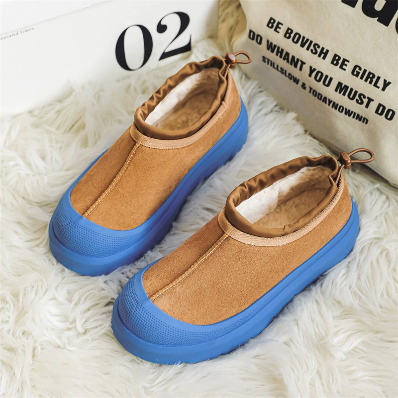 Снежные сапоги из меха 2023 зимние новые мужские и женские пары увеличат толстое дно плюс бархат утолщенные теплые хлопчатобумажные туфли