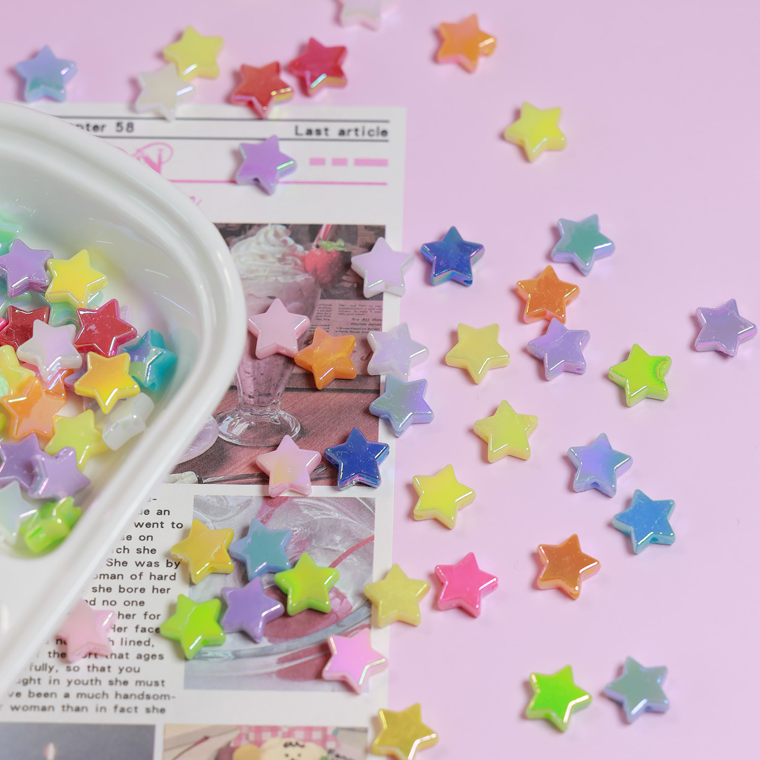 五角星马卡龙色彩色实色diy饰品配件星星糖果色项链手链串珠材料