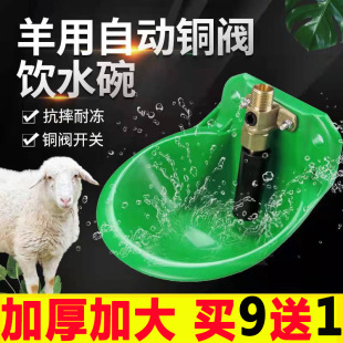 Plastic Sheep Drinking Bowl with Copper Valve, Automatic Sheep Drinking Bowl, Cast Iron Water Bowl, Anti-Drop and Impact-Resistant for Breeding