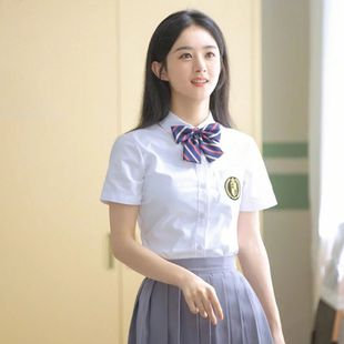 Zhao Liying Same Style School Uniform jk Uniform Women's Summer White Shirt Pleated Skirt Junior High School High School College Style Class Suit