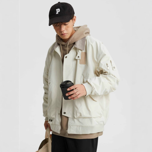 American Retro Pilot Jacket for Men - Spring and Autumn Season, National Trend Loose Stylish Versatile Sports Performance Workwear Outerwear