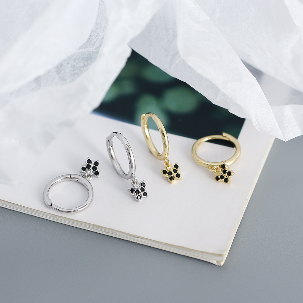 4g Weight 0.03µm Gold Plating Thickness Electroplating Gold Plating Process 925 Sterling Silver Ear Needle Material 18K Real Gold Plated, Platinum Plated Plating Material Rhinestones Inlay Material Earrings Classification 1 Pair Quantity Daily Occasion Silver Material Butterfly Pattern Women'S Gender Fashion Style Inlay Craft Silver Rhinestones Butterfly Earrings 9