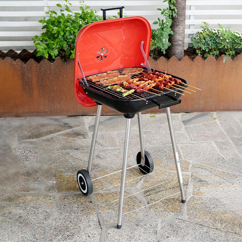 Al por mayor transfronterizo alto pie de hamburguesa parrilla portátil carbón al aire libre parrilla 18 pulgadas hamburguesa parrilla