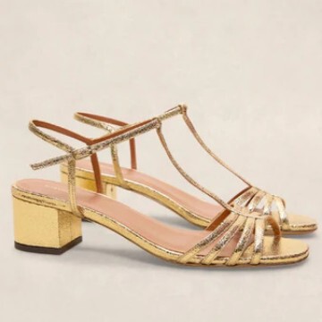 2026 Cross-Border Fashion Gold Chunky High Heels Large Size 40-43 Stylish Square Toe Comfortable Versatile Open-Toe Sandals