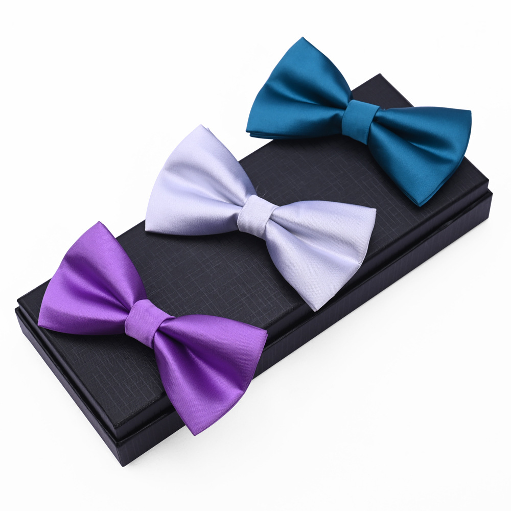 Men's solid color glossy bow tie for leisure with bow
