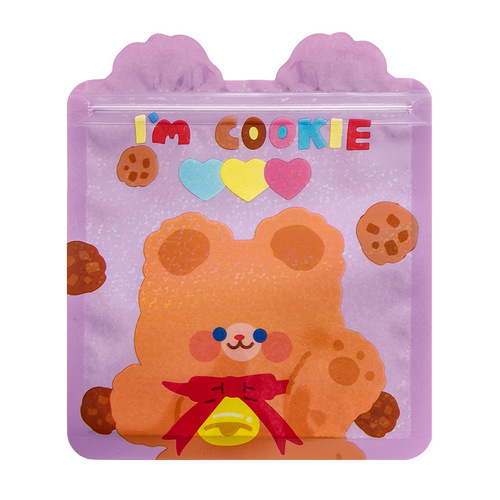 Cute cartoon snack bag ziplock bag food packaging bag snack biscuits candy packaging bag exquisite sealing bag