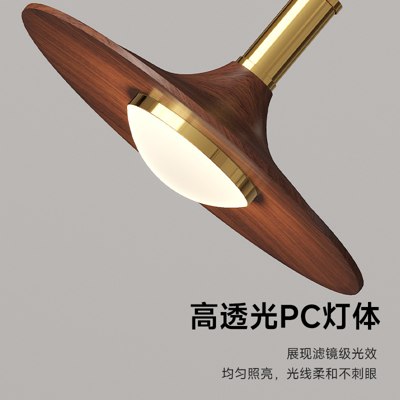 Araña de restaurante de estilo medio 2025 nueva lámpara de mesa de comedor de color nogal retro lámpara de barra de tres cabezales lámpara Zhongshan