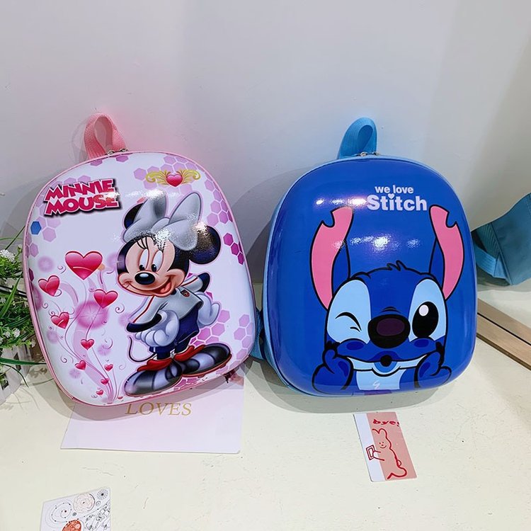 Cartoon hard-shell children's backpack, cute double-shoulder bag for kindergarten and toddler classes, egg-shaped small backpack for boys and girls, trendy