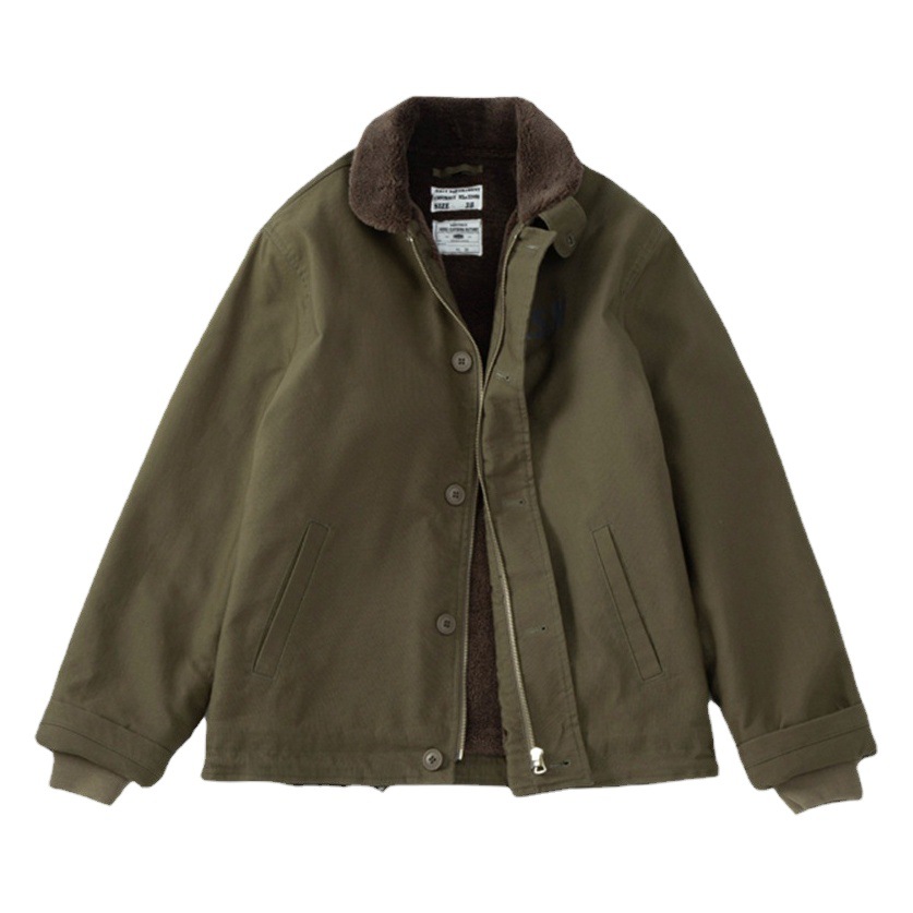 Ameikaji American N1 ropa de cubierta engrosada con forro polar abrigo de algodón acolchado abrigo de lana de cordero retro de los hombres abrigo de algodón acolchado