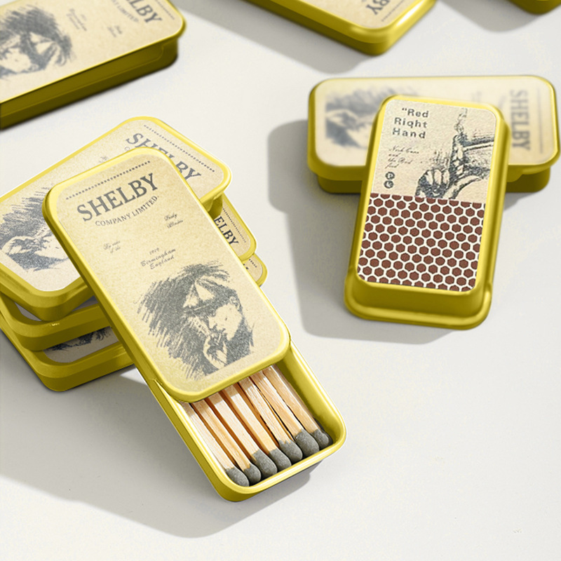 Upgraded Shelby Match Light Luxury Tinplate Box Bloodbath Gangster Same Style Foreign Fire Old-fashioned Vintage Match High Color Value