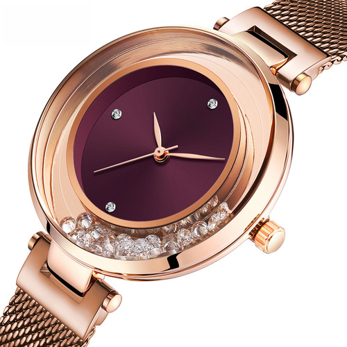 MINI FOCUS Women's Diamond Fashion Watch with Steel Mesh Strap - Model 0254L