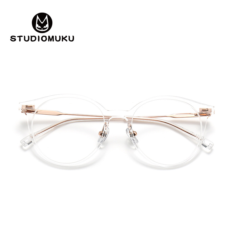 STUDIOMUKU gafas de madera fresca gafas redondas ovaladas marco liso gafas decorativas gradiente marco gafas image 4