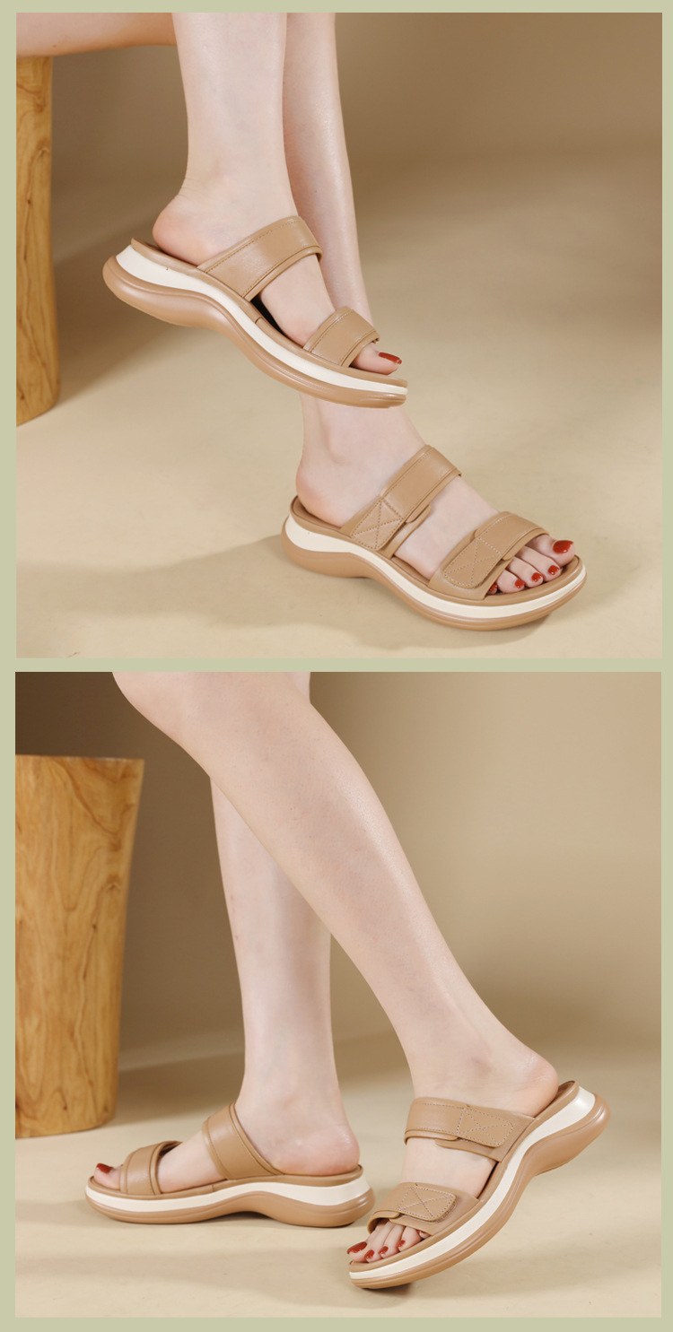 Dép sandal nữ xỏ ngón đế dày chống trơn mùa hè 2026 — Màu nâu, Màu camel, Màu xanh ngọc chi tiết 8
