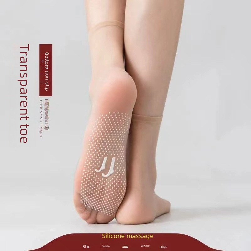 Steel Mask Socks Crystal Socks Anti-hook Silk Socks Thin Wear-resistant and Wear-resistant Fleshy Massage Short Silk Socks with Anti-slip Foot